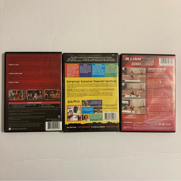 Set of 3 workout DVDs Jillian Michaels -Tae Bo -Rockin Body - Picture 2 of 5